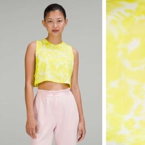 Lululemon Highlight Yellow Tie Dye All Yours Cropped Cotton Tank Top Size 2